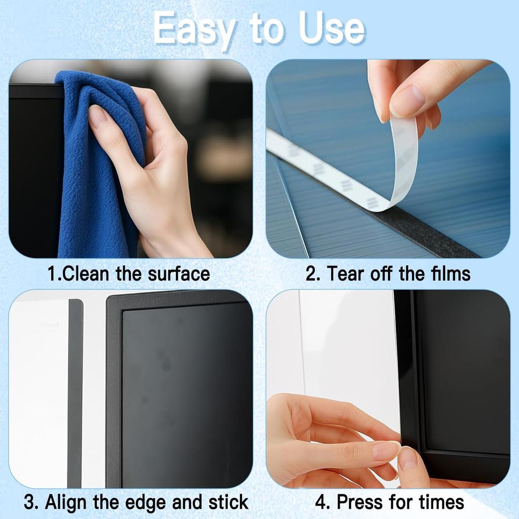 2PCS Monitor Memo Board, Acrylic Sticky Note for Computer Screens,Transparent Side-Mount Memo Panel for Computer Screens, Space-Saving Office