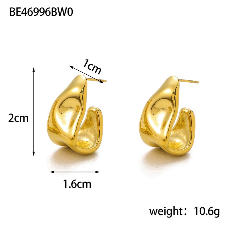 CARLIDANA Stainless Steel Chunky Texture Hoop Earrings Jewelry for Women Gold Plated Huggie Chunky Statement Stud Earrings