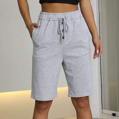 Women's Fashion Casual Solid Color Print High Waist Sport Shorts