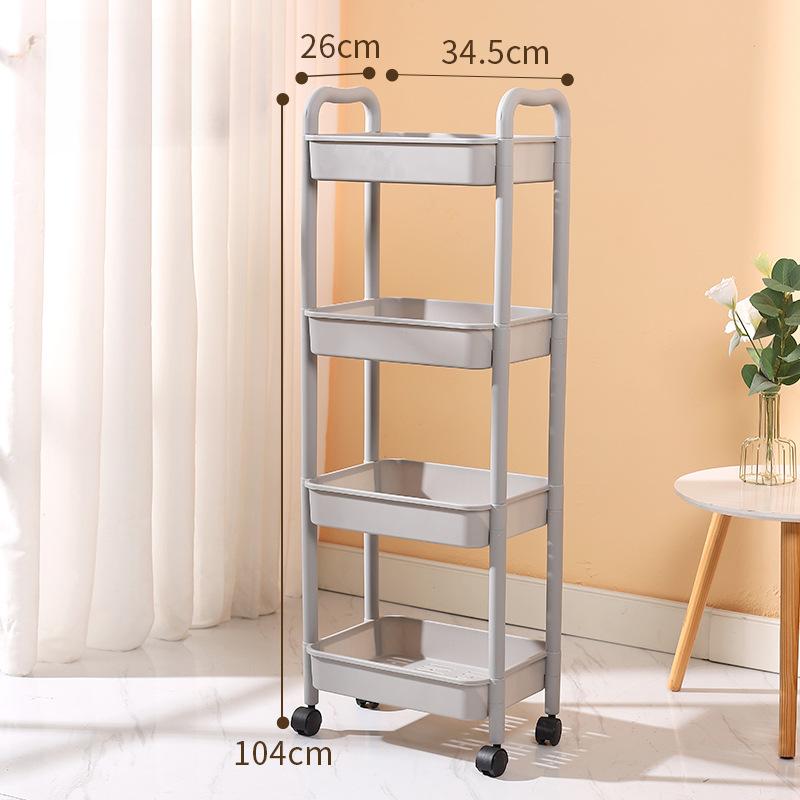 Chariot utilitaire roulant en plastique à 3 niveaux Chariot de rangement multifonctionnel pour chambre à coucher cuisine Organisateur de rangement mobile avec roues