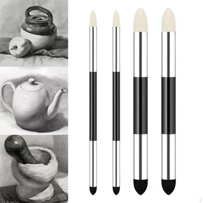 4 Artist Blending Sponge Pens, Double-tipped Tools, Smudge Sponges for Sketching, Wiping To Correct