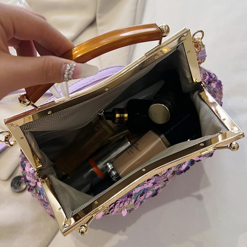 Glitter Sequin Shell Clip Evening Clutch for Women