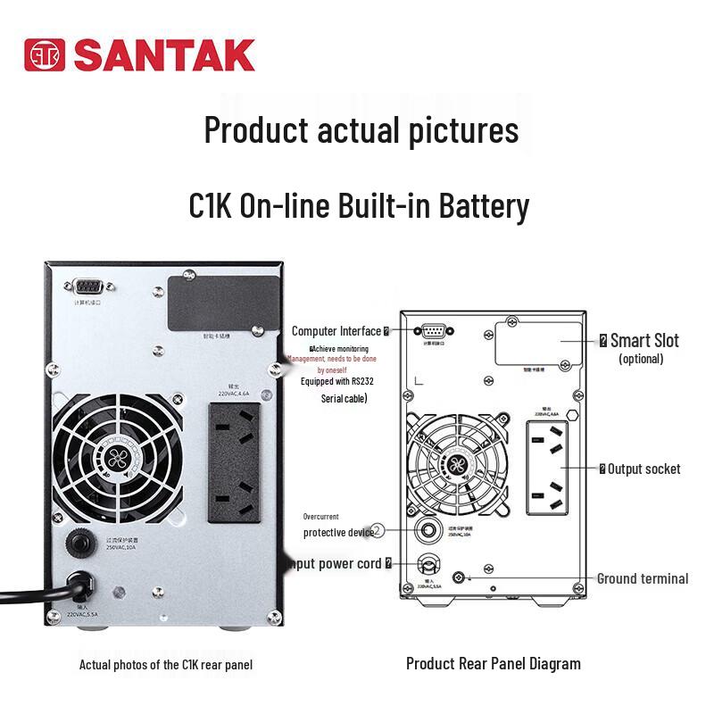 SANTAK Online UPS for Servers and PCs CN plug (adapter included)