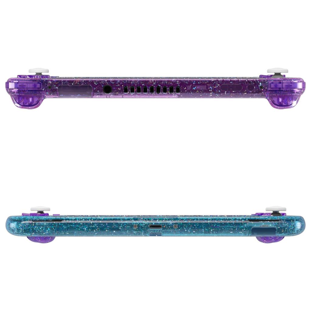 eXtremeRate DIY Clear Case Shell for Switch Nintendo Switch Lite Controller Repair Kit with Custom Case Cover for Switch Lite with Fine Glitter and