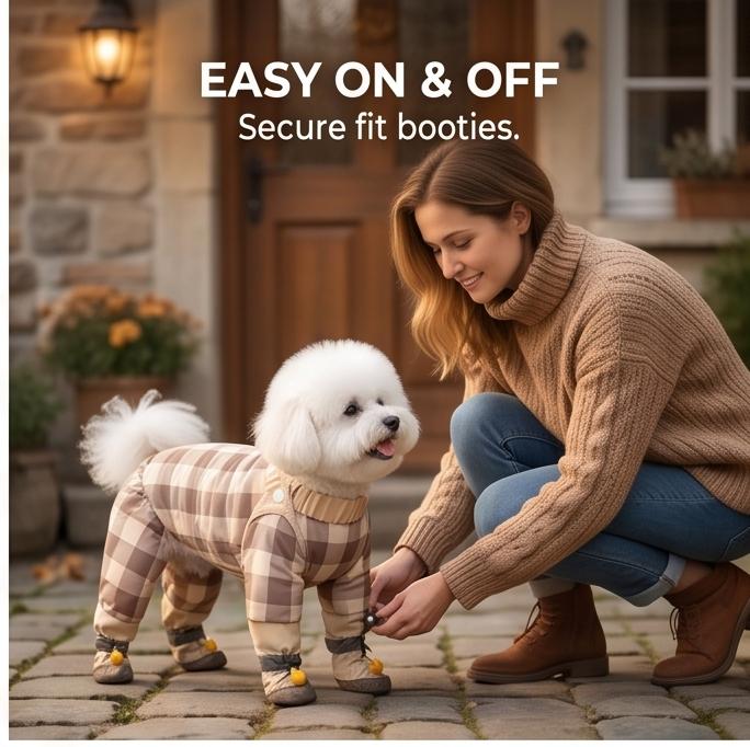 Waterproof 4-Legged Dog Coveralls, Anti-Dirt Pet Outfit for Small to Medium Dogs, Outdoor Walking Wear