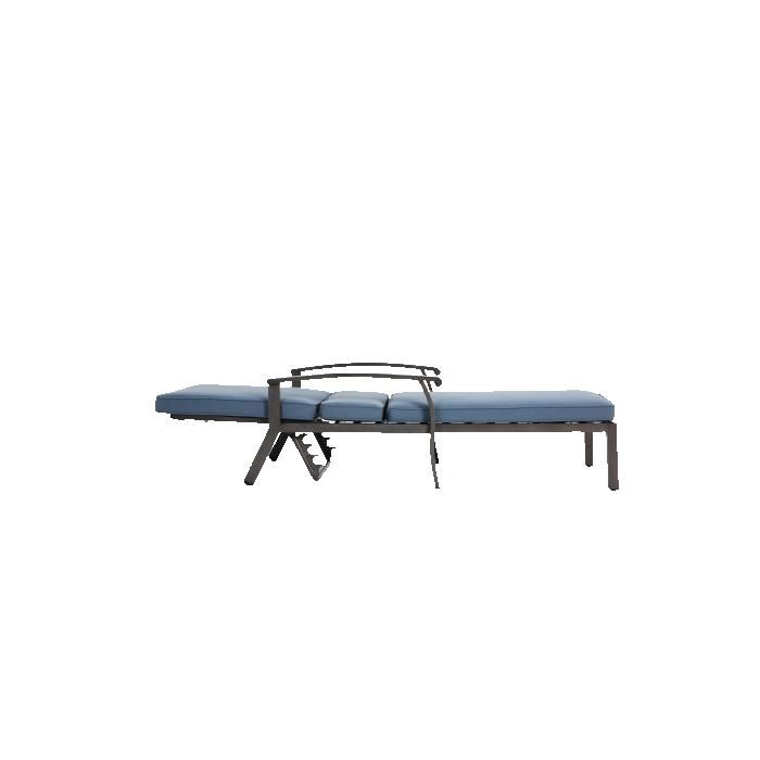 Chaise longue de jardin avec coussin en coton, chaise longue de piscine réglable en aluminium antirouille, coussin bleu (1 pièce)