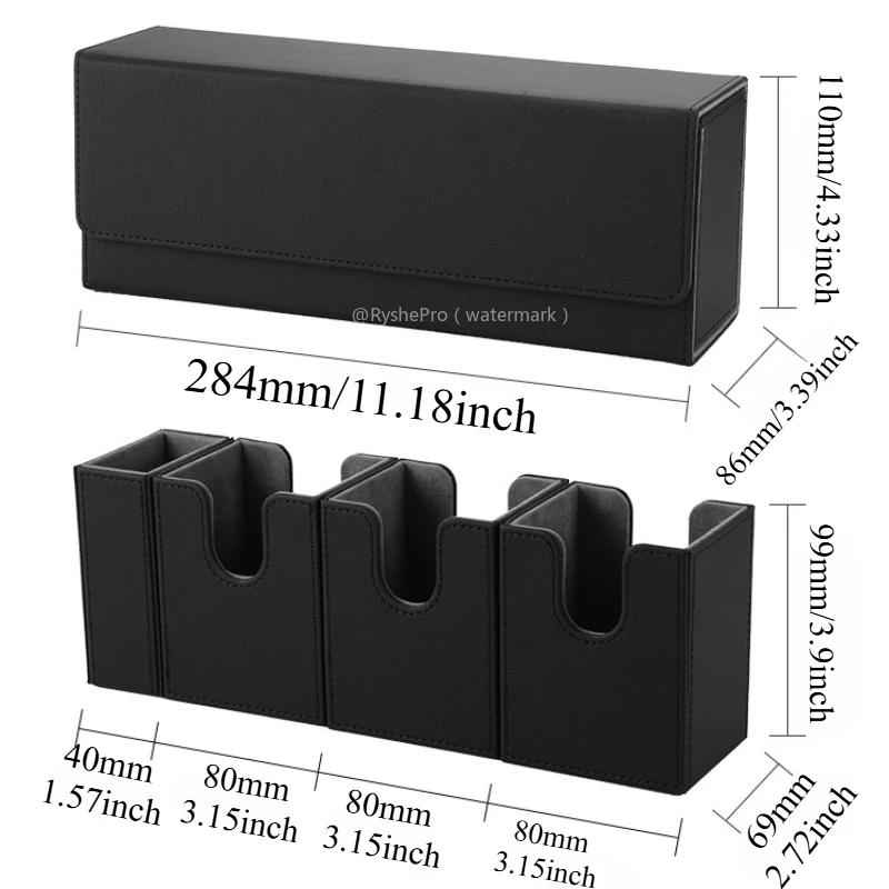 Card Storage Box with Dice Tray 4 In 1 Card Deck Case Holds 270+ Cards Organizer Magic Commander for TCG CCG Sports Game Cards