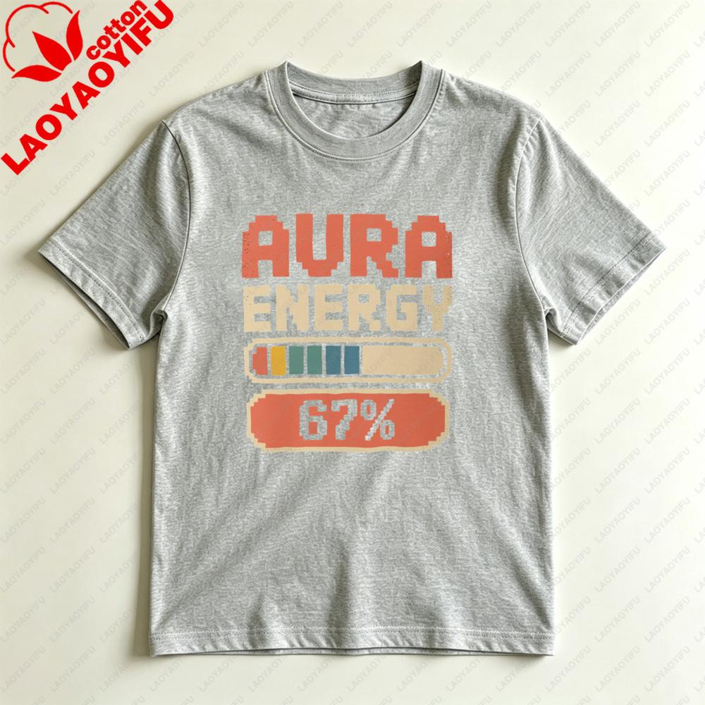 Aura Energy Pixel Design Unisex Tshirt Cotton Short Sleeve Casual Fashion Harajuku Aesthetic Summer Top Gift For Her S