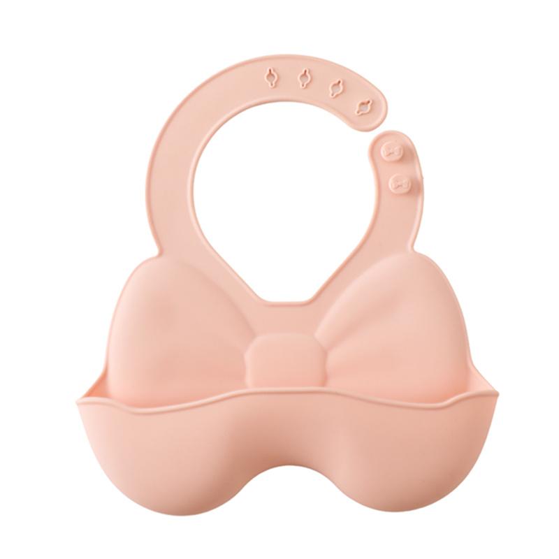 

1 шт. 3D силиконовый слюнявчик в форме бабочки - Регулируемая посадка, водонепроницаемые слюнявчики, легко чистить, детский слюнявчик с большим карманом-уловителем еды персиковый