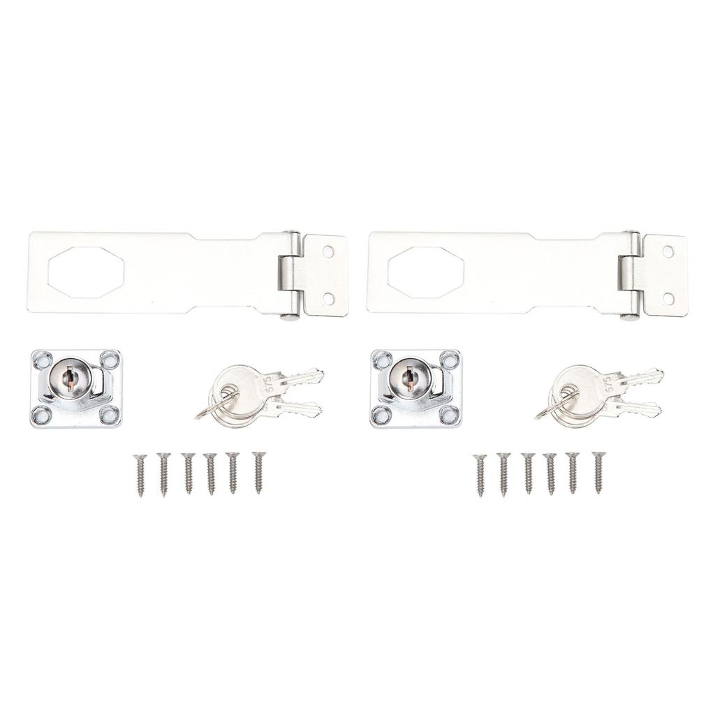 2PCS Keyed Hasp Locks 201 Stainless Steel Zinc Alloy Twist Knob Catch Latch Safety Lock for Cabinets Doors Silver