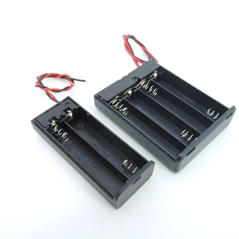 5pcs 2/3/4 Slot AA AAA Battery Holder 1.5V/3V/4.5V/6V AA Battery Box with Leads Wires ON/Off Switch Screw Cap Case Back Cover