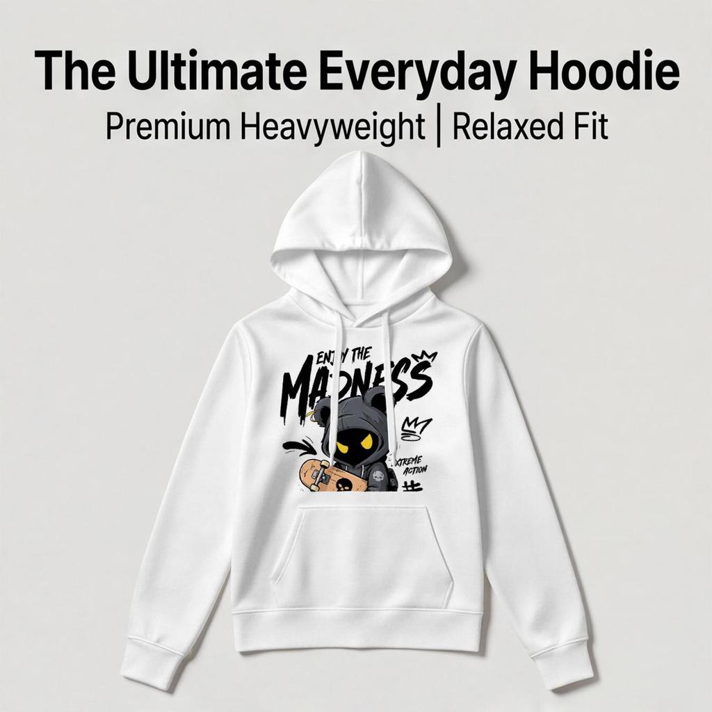Men's Soft Cotton-Poly Blend Hoodie, Relaxed Fit, Versatile Trendy Casual Sweatshirt for Daily & Halloween