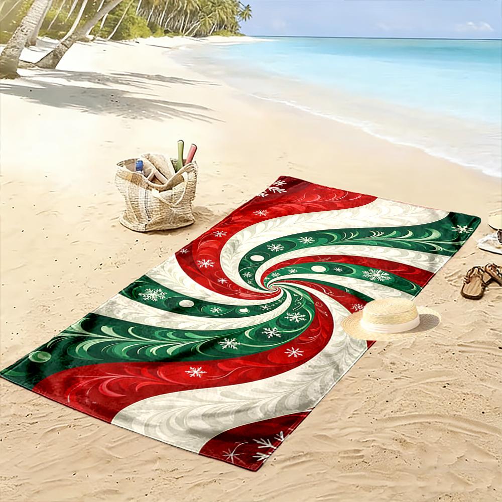 Christmas Swirl Pattern with Snowflakes Beach towel quick-drying for travel outdoor sports jogging beach and swimming