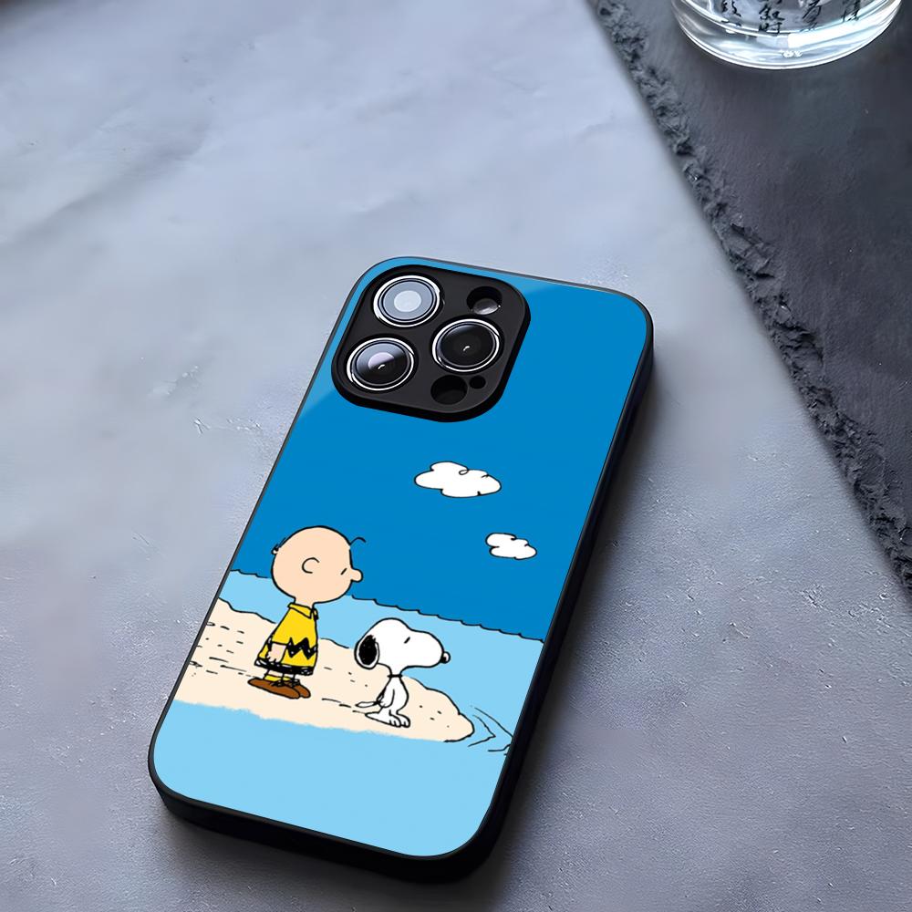 Big Head Snoopy Cartoon Phone Case Tempered Glass For IPhone 17 13 14 16 12 15 11 Pro Max Plus Mini X XR SE2020 Coque