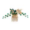 Emerald Green Crystal Rhinestone Retro Headdress Hair Comb - Handmade Women's Accessory
