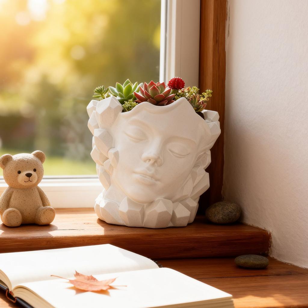 DIY crystal human face flower pot art decoration silicone mold plaster ornament resin mold home decoration