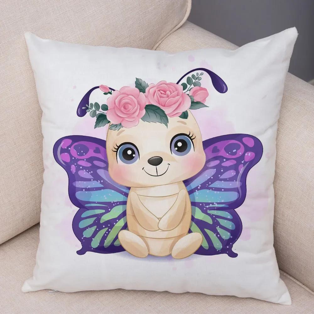 Haustier Hund Katze Druck Kissenbezug Farbe Niedlich Cartoon Tier Kissenbezug Dekoration Sofa Zuhause Kinderzimmer