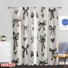 Flat Printing Window Curtains Black Bow Durable Polyester Without Electricity Family Party Classroom Office Curtain Set Of 2 Made Washable Ready