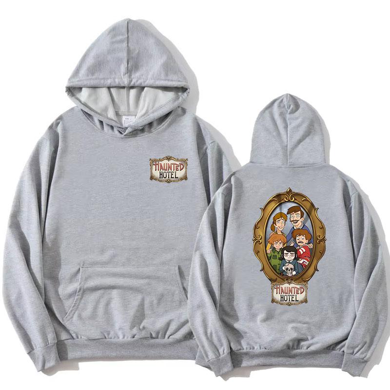 Spøgelse & Hotel Familieportræt Hættetrøjer Langærmet Afslappet Hættetrøje Grafisk Print Merch Unisex Streetwear Mode Hættetrøje