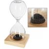 Magnetic Hourglass Sculpture Iron Filings Wooden Base Magnet