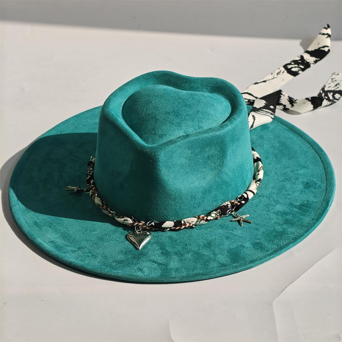 Freedom Outdoors Women's Silk Scarf Accessories Heart Top Suede Fedora Hat Men's Autumn Felt Jazz Cap Classic Vegan Suede Hat Chapeau Sombrero 56-58Cm