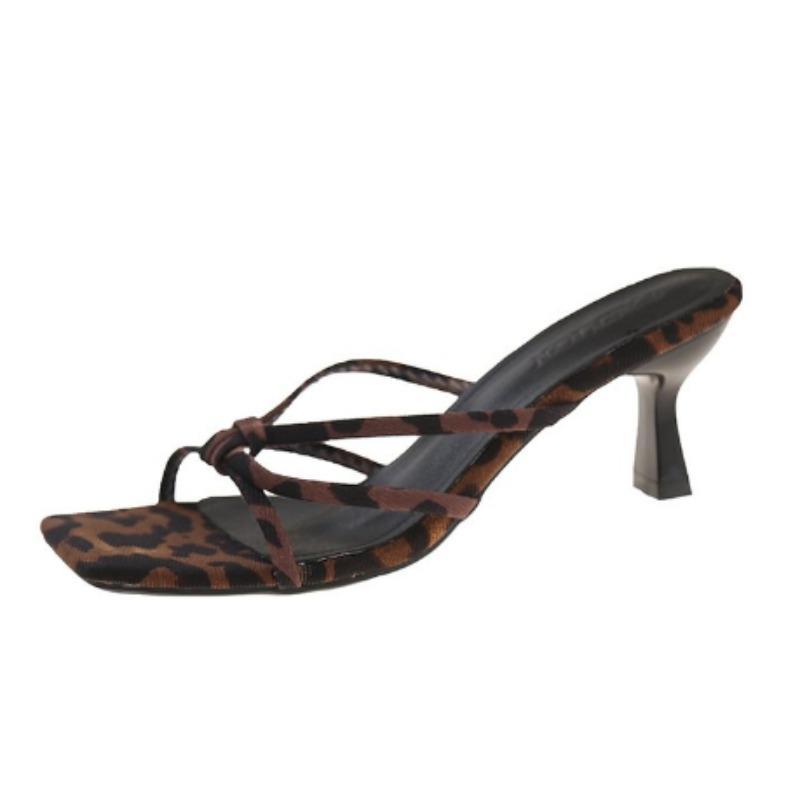 New Summer Concise Square Toes Women Slippers Fashion Sexy High Heels Party Pumps Flip Flops Mules Slide Shoes Chanclas De Mujer
