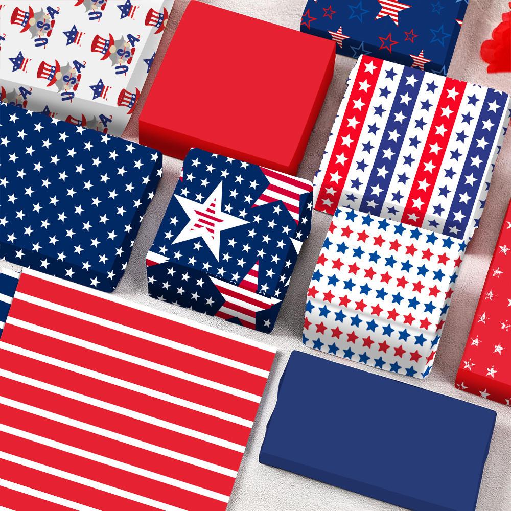 Themed Independence Day Striped Star Balloon Pattern Gift Box Paper Packaging