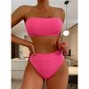 S - XL Bandeau Wrinkled Female Swimsuit High Waist Bikini Women Swimwear Two-pieces Bikini Set Bather Bathing Suit Swim
