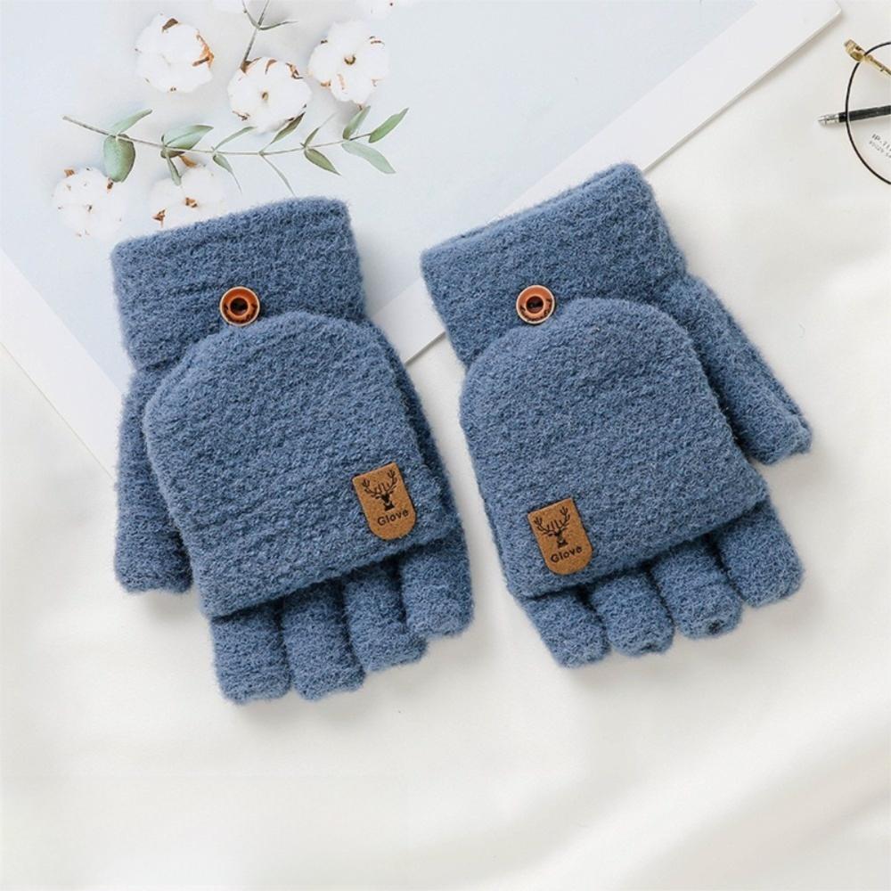 Warm Winter Knitted Gloves Thickened Writing Mittens Fashion Half Finger Mittens  for Men