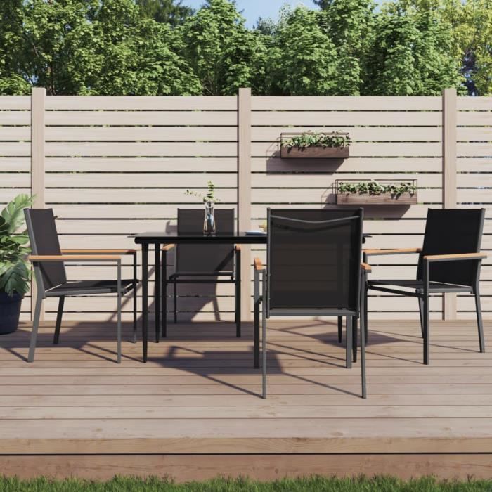 VidaXL Ensemble à manger de jardin 5 pcs noir textilène et acier 3187035