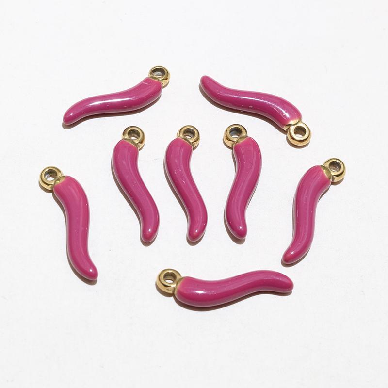 10pcs Enamel Chili Pepper Pendant Charms Stainless Steel  DIY Jewelry Making Accessories for Earrings Necklace Bracelet