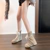 Retro Inner Heightening Lace Flat Bottom German Training Martin Boots Women's 2025 New Fashion Versatile Boxing Boots