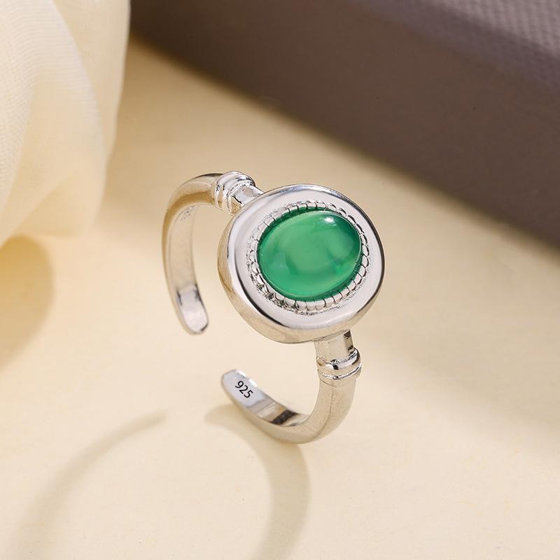 Ventfille   Kupferringe Für Frauen Paar Minimalistischer Grüner Steinring Feiner Cz Schmuck Geburtstagsgeschenk Allergievorbeugend beige