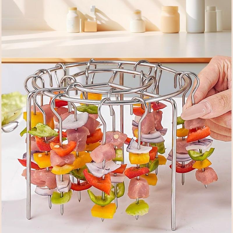 

Решетка для шашлыка для аэрофритюрницы, круглая решетка, вертикальная духовка, подвесная решетка для гриля, решетка для шашлыка из нержавеющей стали без переворачивания 15 string grill