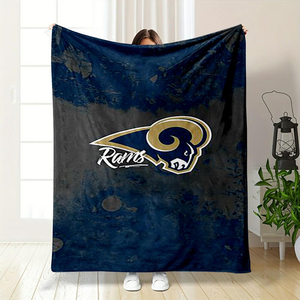 Los Angeles Rams Logo Design Blanket Flannel Blanket for Bedroom, Living Room, Sofa, and Nap Sofas