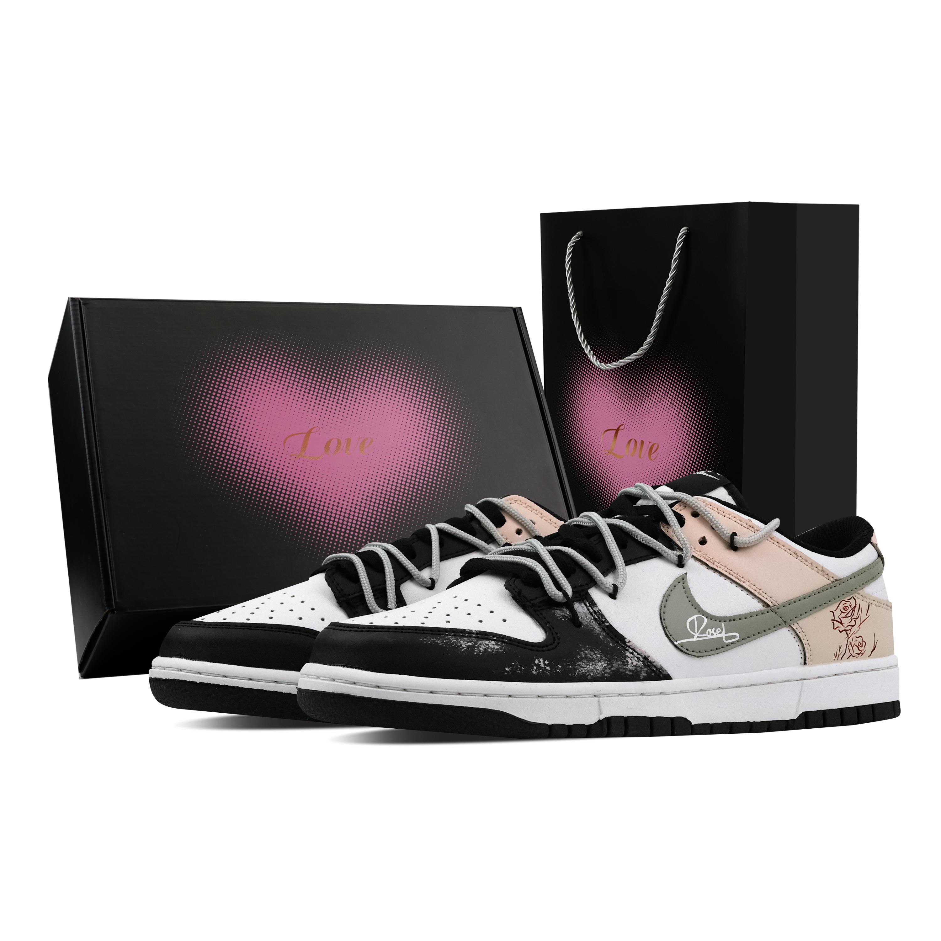 

Nike Dunk Dusty Pink Rose 1 Heart Box Abrasion Resistant Low top Skateboard Shoes Unisex Pink White HF5441-100(Team773-1-) 42.5