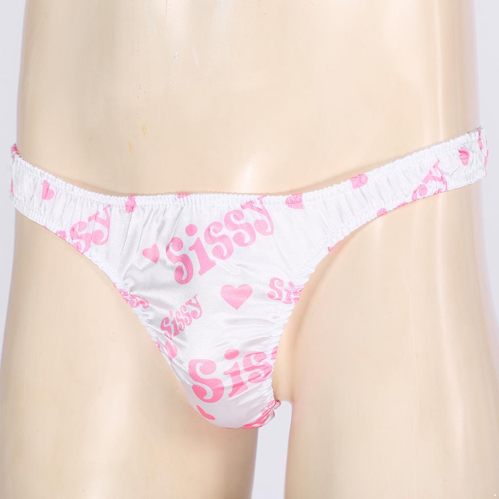 Pánské sexy pohodlné spodní prádlo Lesklé nařasené tanga bikini Sissy