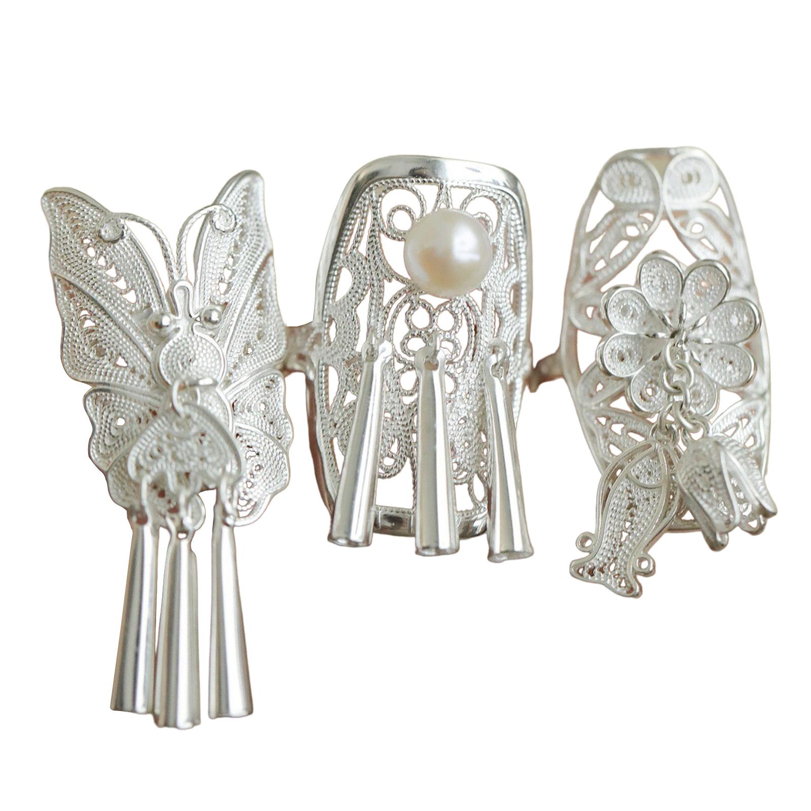 

3 шт. Модные этнические кольца на пальцы Винтажные ажурные кольца в китайском стиле Набор Модная бижутерия из сплава для женщин