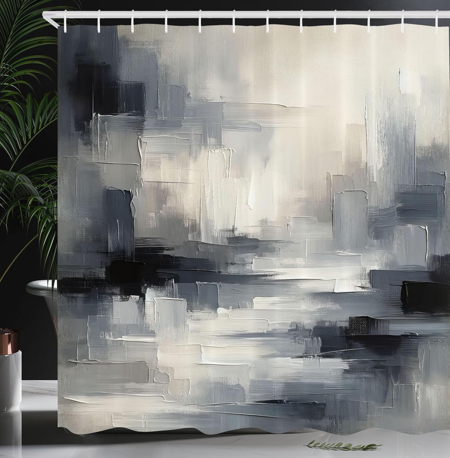 

чорно-біла шторка для душу туманні високі дерева ліс природний ландшафт тканина прикраса для ванної шторка для душу з гачком 120x180cm