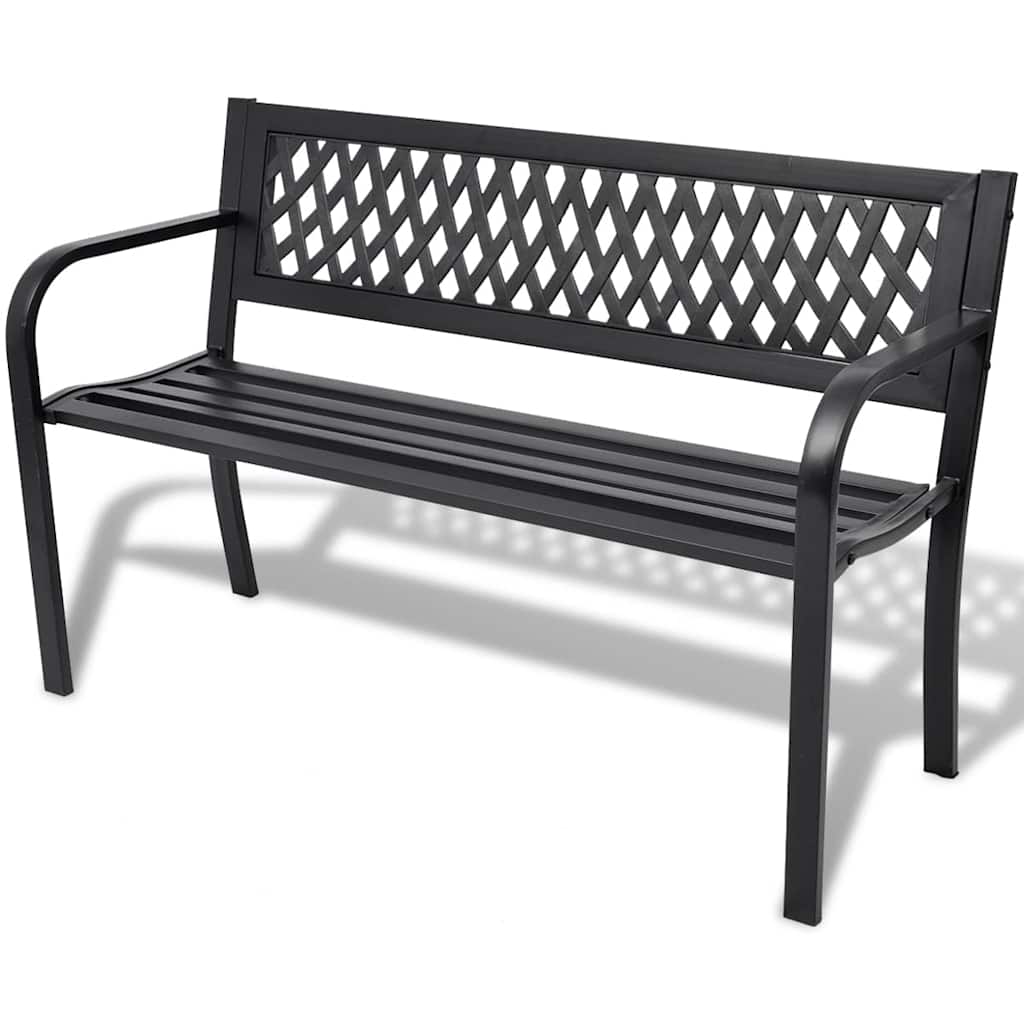 vidaXL Gartenbank 118 cm Stahl Schwarz schwarz