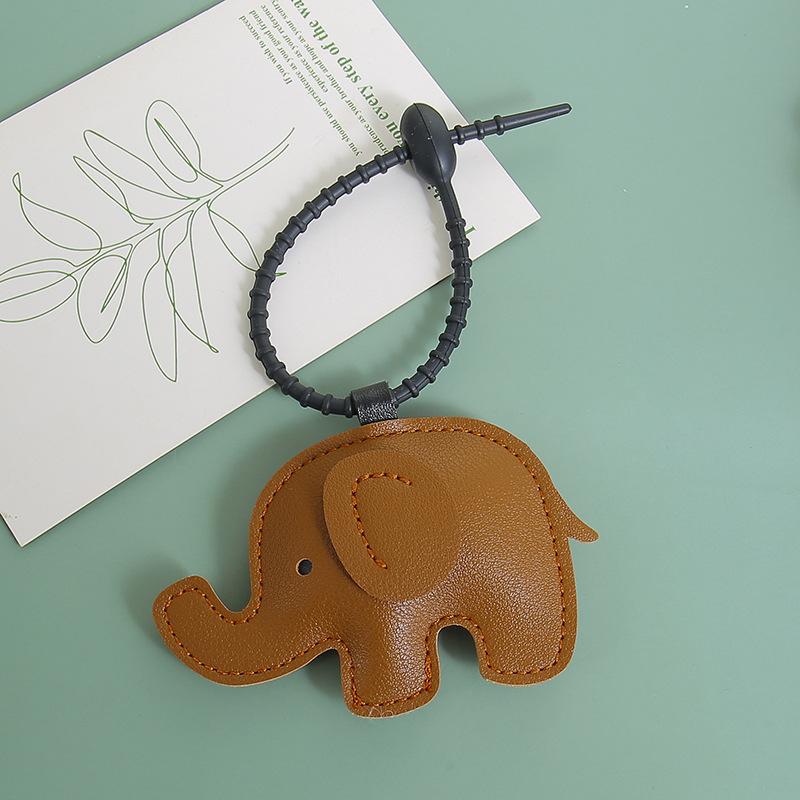 1Pcs Leather Animal Pendant Cartoon Elephant Keychain For Women Bag Charm Decoration Key Chain Holder Gift