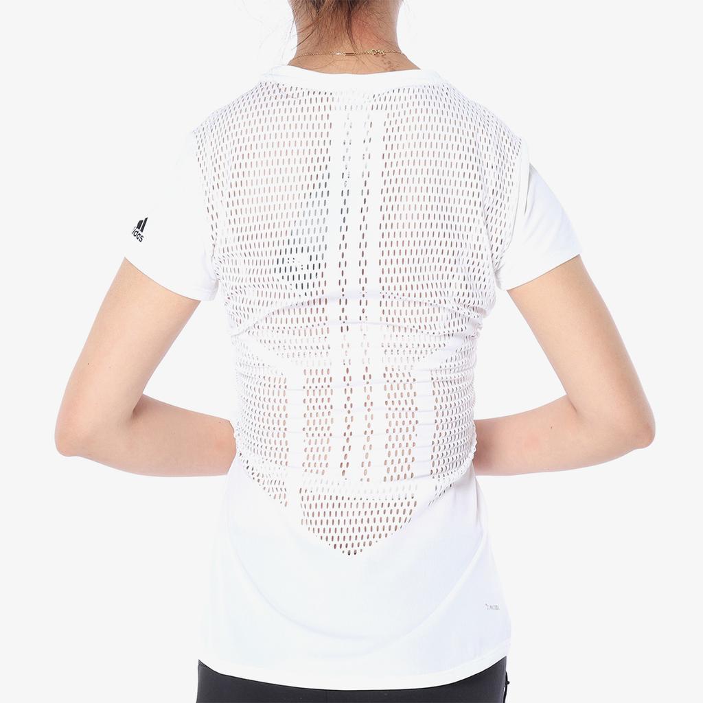 Adidas Mesh Hollow-Out Casual Sports Short Sleeve T-Shirt Women Tops White BR9837