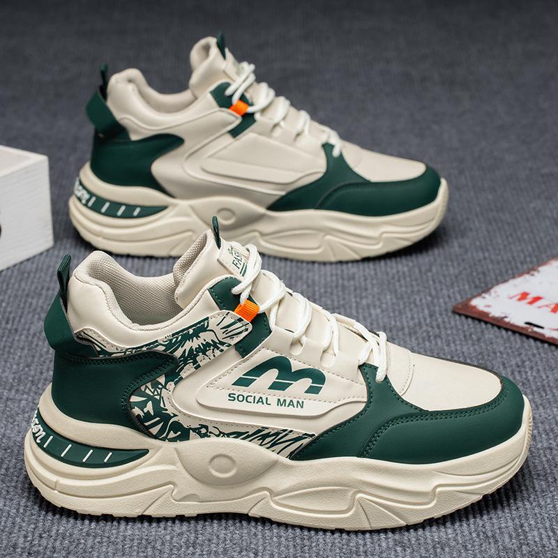 Autumn men's shoes new breathable high-top little white shoes men's sports shoes trendy versatile platform casual dad trendy shoes
