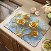 Floral Dish Drying Mat Absorbent Kitchen Drying Mat Reusable Washable Dish Drying Pad Non-slip