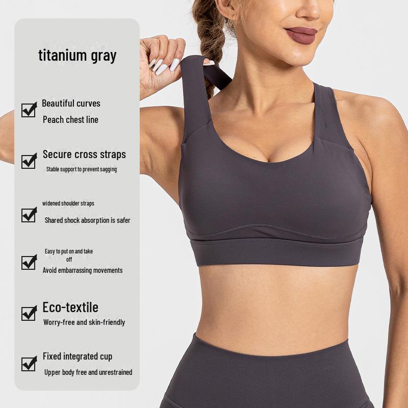 Γυναικείο Αθλητικό Σουτιέν Μεγάλης Υποστήριξης με Φαρδιές Τιράντες και Αντικραδασμική Προστασία Υψηλής Έντασης για Γιόγκα και Τρέξιμο