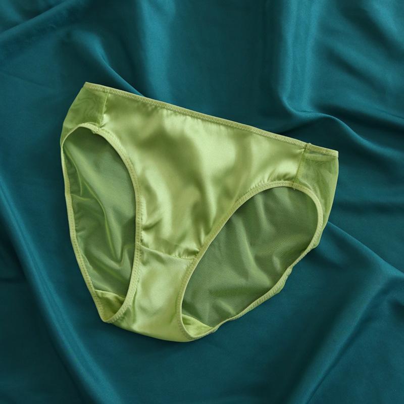 1 Pc Low Waist Sexy Lace Triangle Briefs Silky Smooth and High Elasticity Silk Home Underwear Briefs