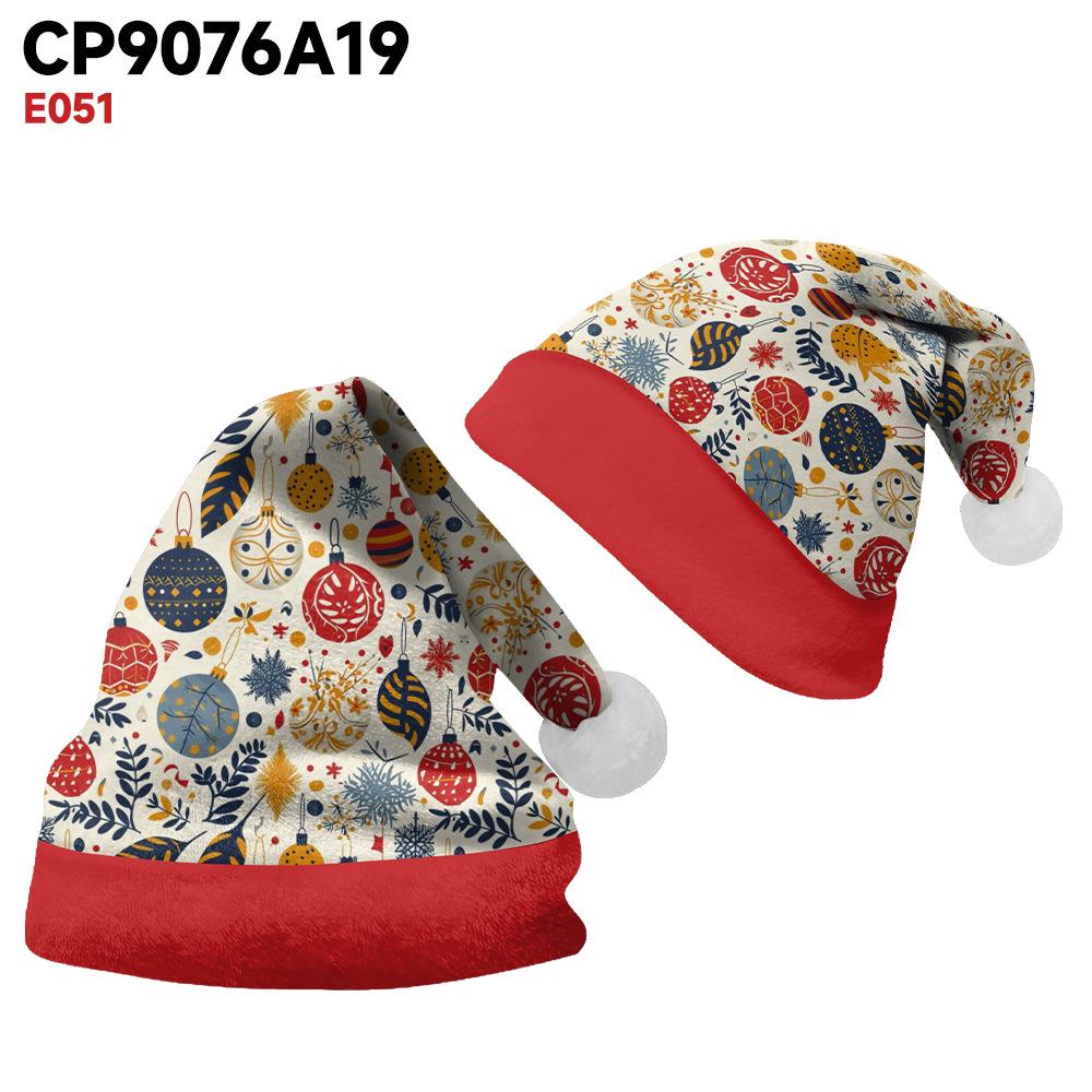 2024 Pluszowa Czapka Świąteczna z Nadrukiem Łosia dla Dorosłych i Dzieci - Podszyta Polarem, Dwustronna, z Dużym Rondem