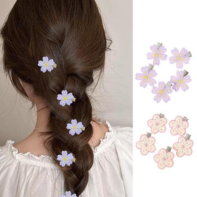 5Pcs Simulated Embroidery Flower Hair Clips For Girl Beach Bohemian Style Cute Small Hair Pin Hair Accessories