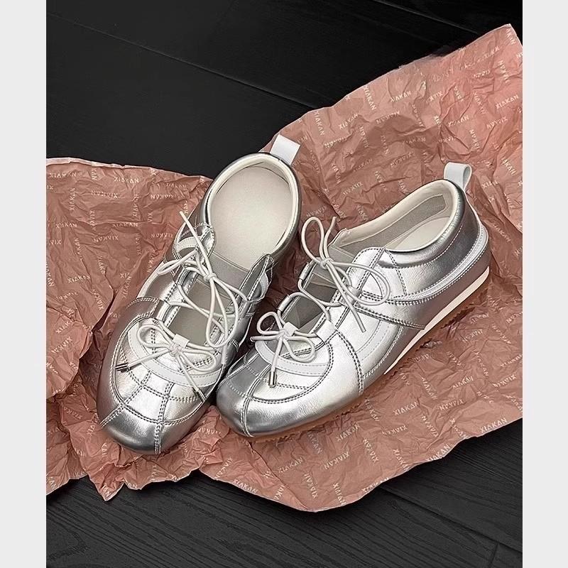 Height increase within 3cm~ Leather platform ballet training shoes women's 2025 new summer Mary Jane shoes lazy single shoes
