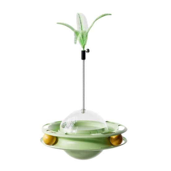 Yousheng Wobble Cat Toy Interactive Cat Treat Dispenser with Track Ball And Feather Teaser Wand Slow Feeder Puzzle Toy for Indoor Cats Exercise